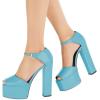 imageFSJ Women Platform Pumps Block Chunky High Heels DOrsay Peep Toe Sandals Buckle Ankle Strap Comfort Elegant Bridal Party Dress Shoes Size 415 USSapphire