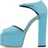 imageFSJ Women Platform Pumps Block Chunky High Heels DOrsay Peep Toe Sandals Buckle Ankle Strap Comfort Elegant Bridal Party Dress Shoes Size 415 USSapphire