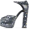 imageFSJ Women Platform Pumps Block Chunky High Heels DOrsay Peep Toe Sandals Buckle Ankle Strap Comfort Elegant Bridal Party Dress Shoes Size 415 USStriped Dots