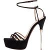 imageFSJ Women Sexy Strappy Open Toe Platform Sandals Ankle Strap High Stiletto Heel Metallic Dress Party Shoes Size 415 USBlack