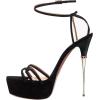 imageFSJ Women Sexy Strappy Open Toe Platform Sandals Ankle Strap High Stiletto Heel Metallic Dress Party Shoes Size 415 USBlack