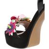 imageFSJ Women Sexy Strappy Open Toe Platform Sandals Ankle Strap High Stiletto Heel Metallic Dress Party Shoes Size 415 USBlack Flower