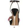 imageFSJ Women Sexy Strappy Open Toe Platform Sandals Ankle Strap High Stiletto Heel Metallic Dress Party Shoes Size 415 USBlack Flower