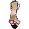 imageFSJ Women Sexy Strappy Open Toe Platform Sandals Ankle Strap High Stiletto Heel Metallic Dress Party Shoes Size 415 USBlack Flower