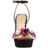 imageFSJ Women Sexy Strappy Open Toe Platform Sandals Ankle Strap High Stiletto Heel Metallic Dress Party Shoes Size 415 USBlack Flower
