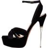 imageFSJ Women Sexy Strappy Open Toe Platform Sandals Ankle Strap High Stiletto Heel Metallic Dress Party Shoes Size 415 USBlack Suede