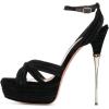 imageFSJ Women Sexy Strappy Open Toe Platform Sandals Ankle Strap High Stiletto Heel Metallic Dress Party Shoes Size 415 USBlack Velvet