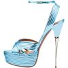 imageFSJ Women Sexy Strappy Open Toe Platform Sandals Ankle Strap High Stiletto Heel Metallic Dress Party Shoes Size 415 USBlue