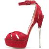 imageFSJ Women Sexy Strappy Open Toe Platform Sandals Ankle Strap High Stiletto Heel Metallic Dress Party Shoes Size 415 USCarved Red