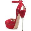 imageFSJ Women Sexy Strappy Open Toe Platform Sandals Ankle Strap High Stiletto Heel Metallic Dress Party Shoes Size 415 USCarved Red