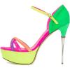 imageFSJ Women Sexy Strappy Open Toe Platform Sandals Ankle Strap High Stiletto Heel Metallic Dress Party Shoes Size 415 USColorful