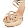 imageFSJ Women Sexy Strappy Open Toe Platform Sandals Ankle Strap High Stiletto Heel Metallic Dress Party Shoes Size 415 USGold