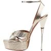 imageFSJ Women Sexy Strappy Open Toe Platform Sandals Ankle Strap High Stiletto Heel Metallic Dress Party Shoes Size 415 USGold Lines