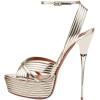 imageFSJ Women Sexy Strappy Open Toe Platform Sandals Ankle Strap High Stiletto Heel Metallic Dress Party Shoes Size 415 USGold Lines