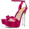 imageFSJ Women Sexy Strappy Open Toe Platform Sandals Ankle Strap High Stiletto Heel Metallic Dress Party Shoes Size 415 USHot Pink
