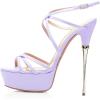 imageFSJ Women Sexy Strappy Open Toe Platform Sandals Ankle Strap High Stiletto Heel Metallic Dress Party Shoes Size 415 USLavender