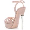imageFSJ Women Sexy Strappy Open Toe Platform Sandals Ankle Strap High Stiletto Heel Metallic Dress Party Shoes Size 415 USLight Pink