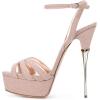 imageFSJ Women Sexy Strappy Open Toe Platform Sandals Ankle Strap High Stiletto Heel Metallic Dress Party Shoes Size 415 USLight Pink
