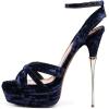 imageFSJ Women Sexy Strappy Open Toe Platform Sandals Ankle Strap High Stiletto Heel Metallic Dress Party Shoes Size 415 USNavy Velvet