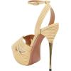 imageFSJ Women Sexy Strappy Open Toe Platform Sandals Ankle Strap High Stiletto Heel Metallic Dress Party Shoes Size 415 USNeutral