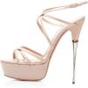 imageFSJ Women Sexy Strappy Open Toe Platform Sandals Ankle Strap High Stiletto Heel Metallic Dress Party Shoes Size 415 USNude