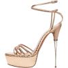 imageFSJ Women Sexy Strappy Open Toe Platform Sandals Ankle Strap High Stiletto Heel Metallic Dress Party Shoes Size 415 USNude Pink Snake