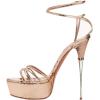 imageFSJ Women Sexy Strappy Open Toe Platform Sandals Ankle Strap High Stiletto Heel Metallic Dress Party Shoes Size 415 USNude Pink Snake