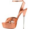 imageFSJ Women Sexy Strappy Open Toe Platform Sandals Ankle Strap High Stiletto Heel Metallic Dress Party Shoes Size 415 USOrange