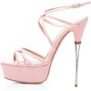 imageFSJ Women Sexy Strappy Open Toe Platform Sandals Ankle Strap High Stiletto Heel Metallic Dress Party Shoes Size 415 USPink