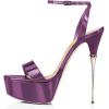 imageFSJ Women Sexy Strappy Open Toe Platform Sandals Ankle Strap High Stiletto Heel Metallic Dress Party Shoes Size 415 USPurple