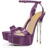 imageFSJ Women Sexy Strappy Open Toe Platform Sandals Ankle Strap High Stiletto Heel Metallic Dress Party Shoes Size 415 USPurple