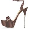 imageFSJ Women Sexy Strappy Open Toe Platform Sandals Ankle Strap High Stiletto Heel Metallic Dress Party Shoes Size 415 USRosybrown