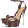 imageFSJ Women Sexy Strappy Open Toe Platform Sandals Ankle Strap High Stiletto Heel Metallic Dress Party Shoes Size 415 USRosybrown