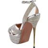 imageFSJ Women Sexy Strappy Open Toe Platform Sandals Ankle Strap High Stiletto Heel Metallic Dress Party Shoes Size 415 USSilver Rhinestones
