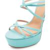 imageFSJ Women Sexy Strappy Open Toe Platform Sandals Ankle Strap High Stiletto Heel Metallic Dress Party Shoes Size 415 USSky Blue