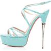 imageFSJ Women Sexy Strappy Open Toe Platform Sandals Ankle Strap High Stiletto Heel Metallic Dress Party Shoes Size 415 USSky Blue