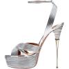 imageFSJ Women Sexy Strappy Open Toe Platform Sandals Ankle Strap High Stiletto Heel Metallic Dress Party Shoes Size 415 USSliver Lines