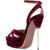 imageFSJ Women Sexy Strappy Open Toe Platform Sandals Ankle Strap High Stiletto Heel Metallic Dress Party Shoes Size 415 USWine Velvet