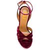 imageFSJ Women Sexy Strappy Open Toe Platform Sandals Ankle Strap High Stiletto Heel Metallic Dress Party Shoes Size 415 USWine Velvet
