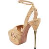 imageFSJ Women Sexy Strappy Open Toe Platform Sandals Ankle Strap High Stiletto Heel Metallic Dress Party Shoes Size 415 USWood