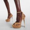 imageFSJ Women Sexy Strappy Open Toe Platform Sandals Ankle Strap High Stiletto Heel Metallic Dress Party Shoes Size 415 USWood