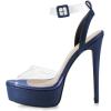 imageFSJ Women Stiletto High Heel Sandals Platform Open Peep Toe Clear Ankle Strap Transparent Strappy Party Homecoming Dress Shoes Size 415 USBlue