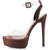 imageFSJ Women Stiletto High Heel Sandals Platform Open Peep Toe Clear Ankle Strap Transparent Strappy Party Homecoming Dress Shoes Size 415 USBrown