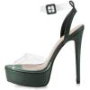 imageFSJ Women Stiletto High Heel Sandals Platform Open Peep Toe Clear Ankle Strap Transparent Strappy Party Homecoming Dress Shoes Size 415 USDark Green