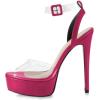 imageFSJ Women Stiletto High Heel Sandals Platform Open Peep Toe Clear Ankle Strap Transparent Strappy Party Homecoming Dress Shoes Size 415 USDeep Pink