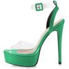 imageFSJ Women Stiletto High Heel Sandals Platform Open Peep Toe Clear Ankle Strap Transparent Strappy Party Homecoming Dress Shoes Size 415 USGreen