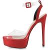 imageFSJ Women Stiletto High Heel Sandals Platform Open Peep Toe Clear Ankle Strap Transparent Strappy Party Homecoming Dress Shoes Size 415 USRed