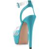 imageFSJ Women Stiletto High Heel Sandals Platform Open Peep Toe Clear Ankle Strap Transparent Strappy Party Homecoming Dress Shoes Size 415 USTurquoise