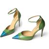 imageFSJ Womens DOrsay High Heel Stiletto Buckle Ankle Strap Sandals Closed Pointed Toe Pumps Genuine Leather Dress Shoes Comfort Sole HeelsBluegreen