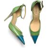 imageFSJ Womens DOrsay High Heel Stiletto Buckle Ankle Strap Sandals Closed Pointed Toe Pumps Genuine Leather Dress Shoes Comfort Sole HeelsBluegreen